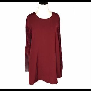 Mustard Seed Solid Lace Bell Sleeve Plum NWT